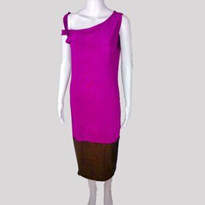 Oookies Wear Bodycon Side Shoulder Twist Sleeveless Midi Colorblock Dress